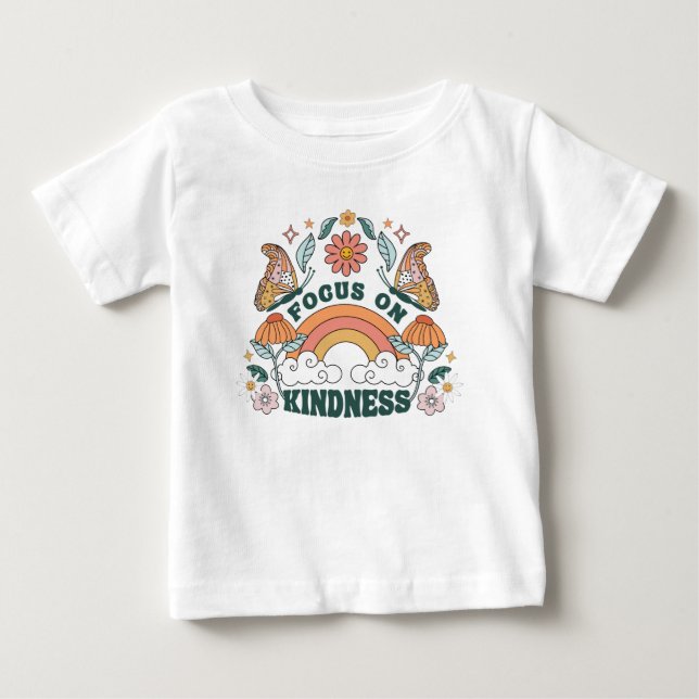 Focus on Kindness Groovy Graphic Baby T-Shirt (Front)
