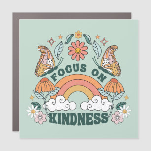 Focus on Kindness Groovy Graphic Car Magnet