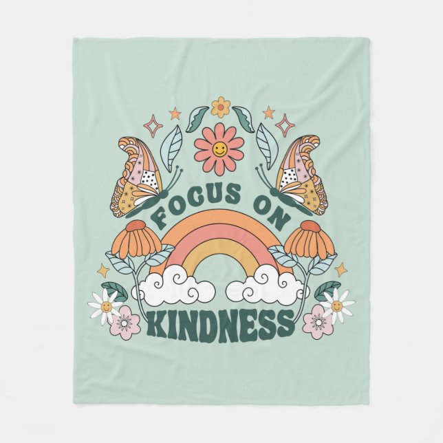 Focus on Kindness Groovy Graphic Fleece Blanket (Front)
