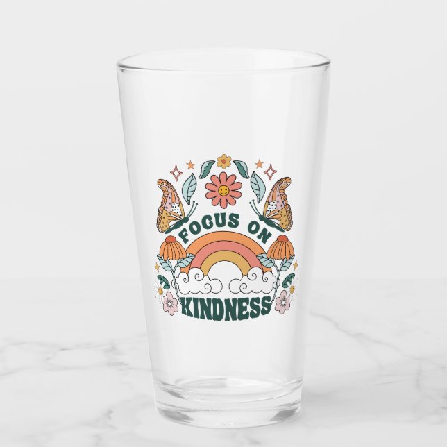 Focus on Kindness Groovy Graphic Glass (Front)