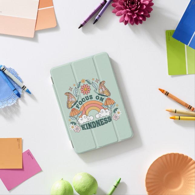 Focus on Kindness Groovy Graphic iPad Mini Cover (In Situ)