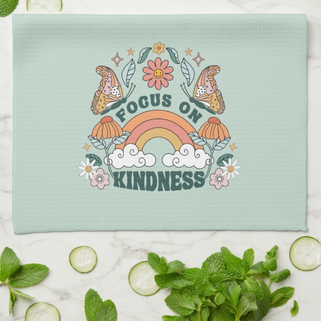 Focus on Kindness Groovy Graphic Kitchen Towel (Folded)