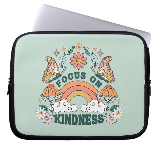 Focus on Kindness Groovy Graphic Laptop Sleeve (Front)