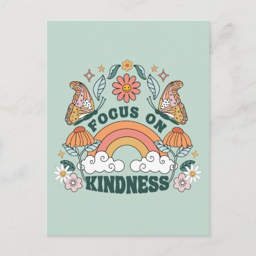 Focus on Kindness Groovy Graphic Postcard