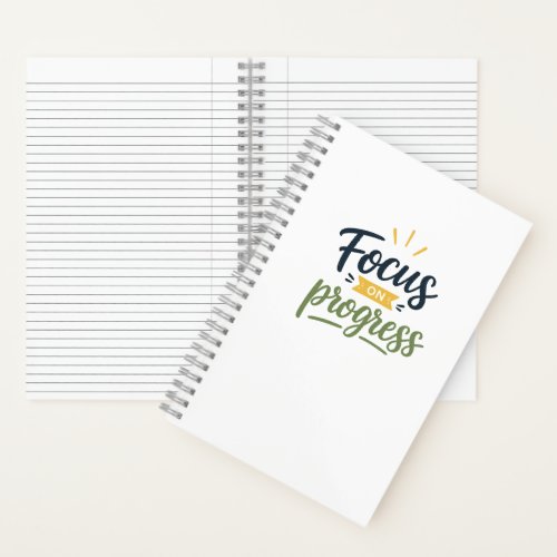 Focus On Progress Motivational Quote Typography Notebook