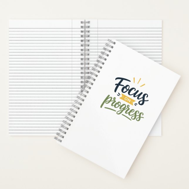 Focus On Progress Motivational Quote Typography Notebook (Inside)