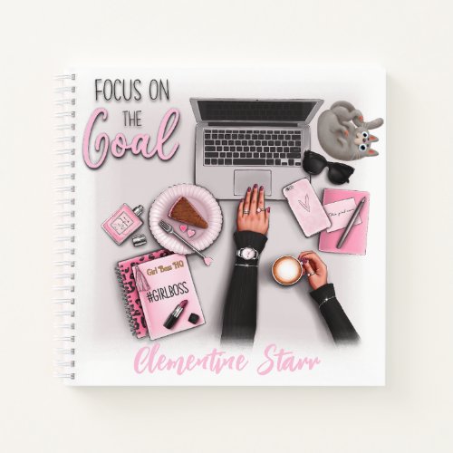 âœFocus On The Goalâ Girl Boss HQ Planner Notebook