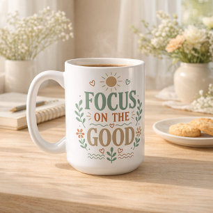 Focus on the Good Retro Floral Design Coffee Mug