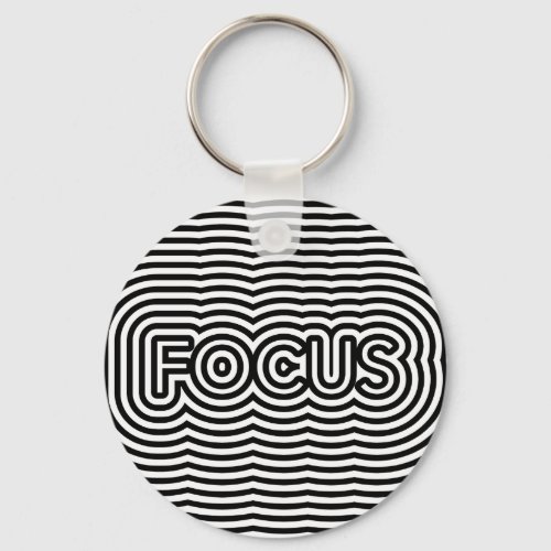 Focus optical illusion op art white lines keychain
