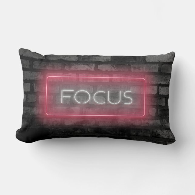 Focus Pink Neon Sign Lumbar Pillow (Front)