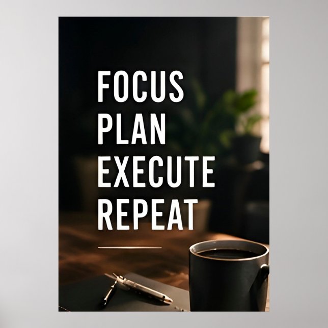 🎯 Focus Plan Execute Repeat Success Mindset 🚀 Poster (Front)