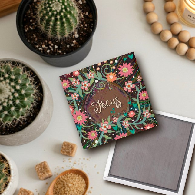 Focus Pretty Fun Floral Modern Inspirivity Magnet (Creator Uploaded)