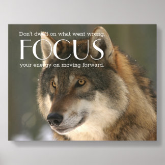 Focus Quote on Wolf Image Encouragement Acrylic Photo Tile