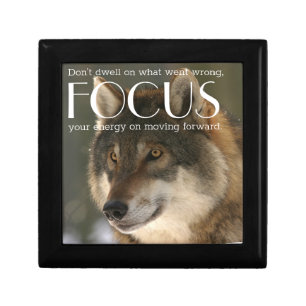 Focus Quote on Wolf Image Encouragement Gift Box