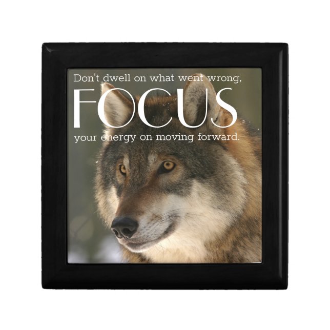 Focus Quote on Wolf Image Encouragement Gift Box (Front)