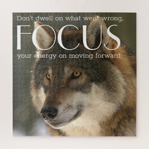 Focus Quote on Wolf Image Encouragement Jigsaw Puzzle