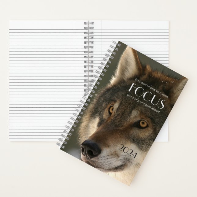 Focus Quote on Wolf Image Inspiration Notebook (Inside)