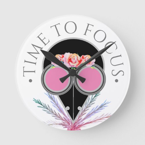 Focus Reminder Plague Doctor Pink Floral Mask Round Clock