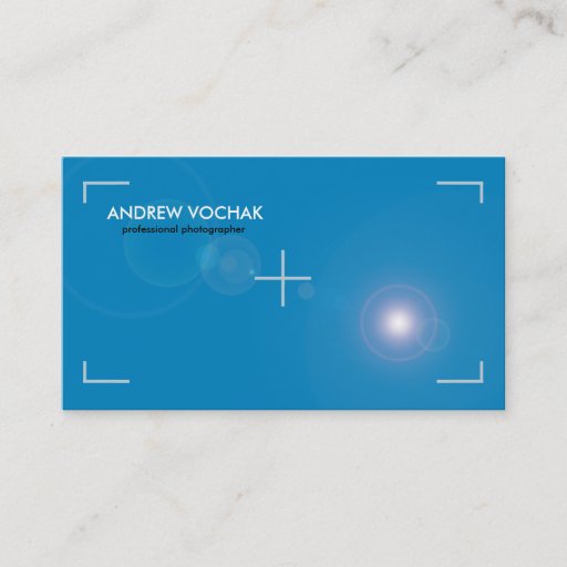 Customizable "focus" simple blue and white Photography Business Card