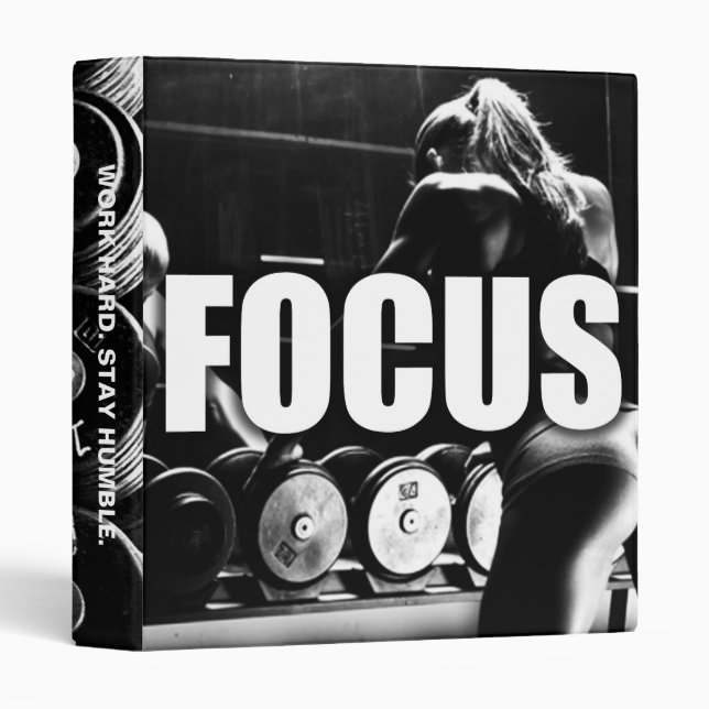 FOCUS - Women's Workout Motivational 3 Ring Binder (Front/Spine)
