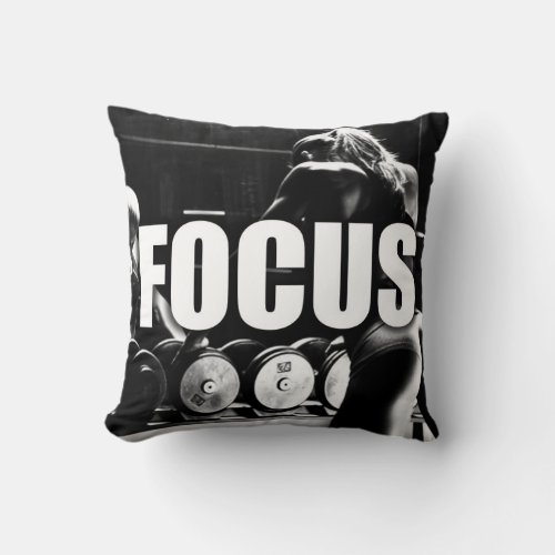 FOCUS _ Womens Workout Motivational Throw Pillow