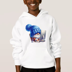 Focused Gnome Working at Desk Hoodie