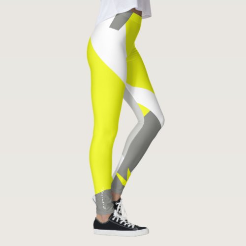 Focused Pastel Yellow Grey Abstract Art Leggings