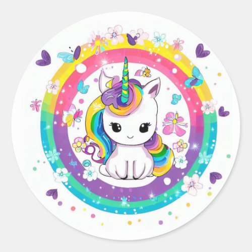 fofo unicorn classic round sticker