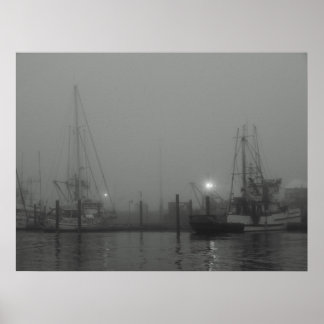Fog and Boats Poster