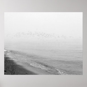 Fog and rain setting in along the shoreline poster