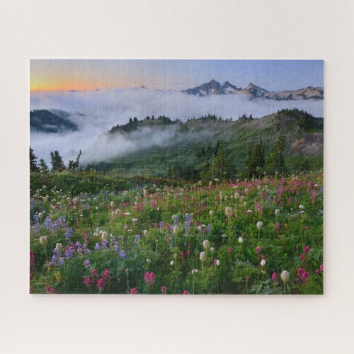 Fog and Wildflowers in Mount Rainier National Park Jigsaw Puzzle