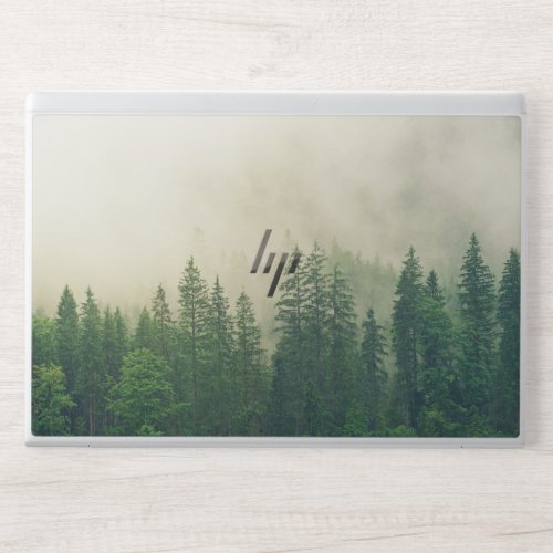 Fog Coniferous Green Forest HP Laptop Skin