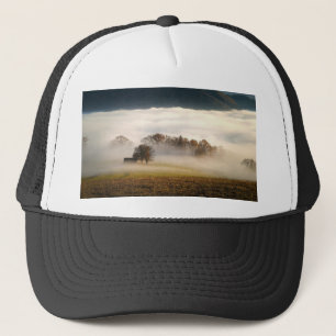 Fog Covered Shack in the Meadow Trucker Hat