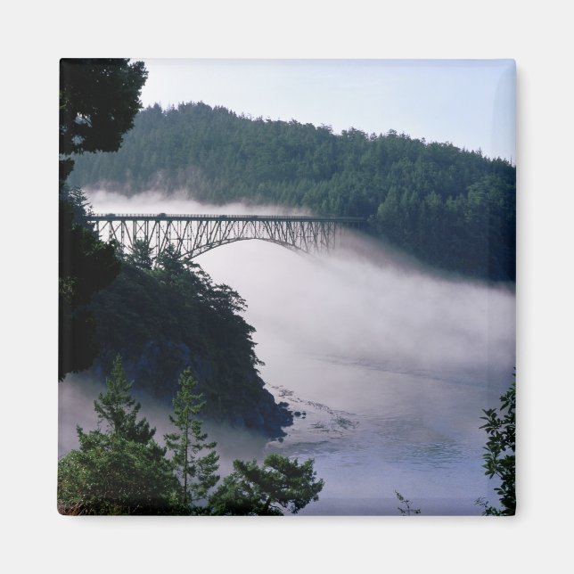 Fog drifts under the Deception Pass bridge at Magnet (Front)