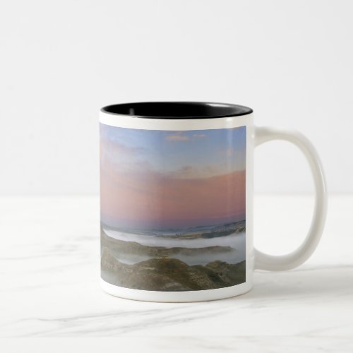 Fog from the Little Missouri River hangs in the Two_Tone Coffee Mug