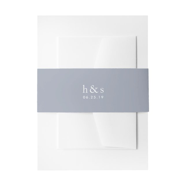 Fog Gray Wedding Monogram Invitation Belly Band (Front Example)