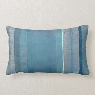 'Fog' Grey and Blue Abstract Art Pillow