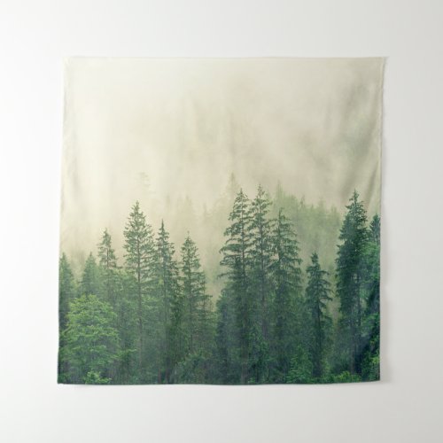 Fog in a spruce forest tapestry