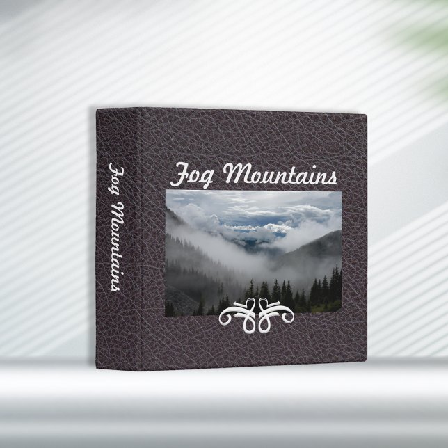 Fog Mountains Industrial Brown Faul Leather|Custom 3 Ring Binder (Creator Uploaded)