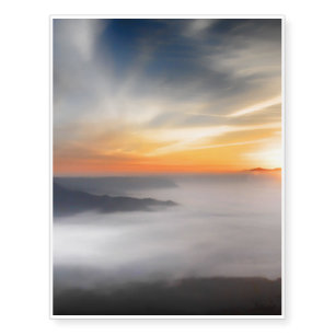 Fog over the mountains of japan during sunrise temporary tattoos