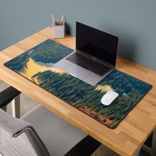 Fog rolling on a lonely autumn field desk mat