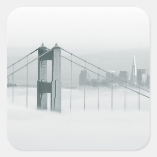 Fog rolls through the San Francisco bay 2 Square Sticker