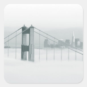 Fog rolls through the San Francisco bay 2 Square Sticker