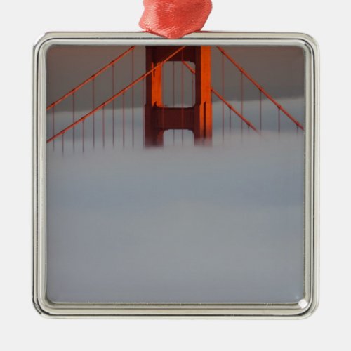 Fog rolls through the San Francisco bay covering 2 Metal Ornament