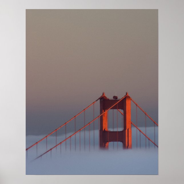 Fog rolls through the San Francisco bay covering Poster (Front)