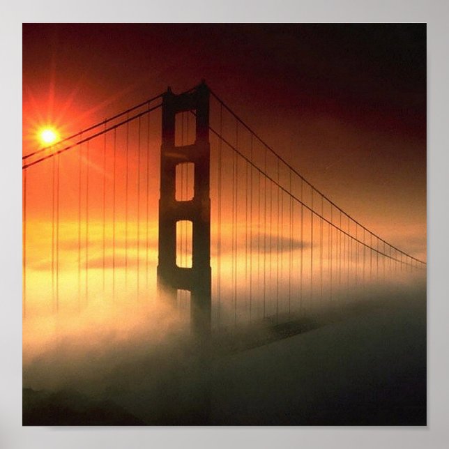 Fog Shrouded Golden Gate Poster (Front)