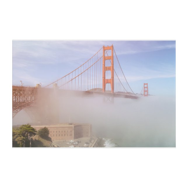 Fog Under Bridge Acrylic Print (Front)