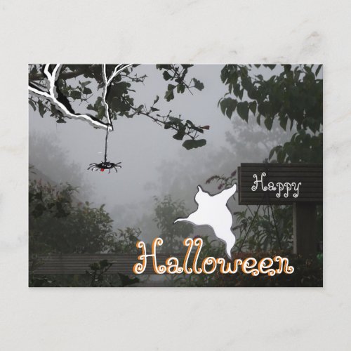 Foggy Autumn  Spider_Ghost HALLOWEEN Postcard