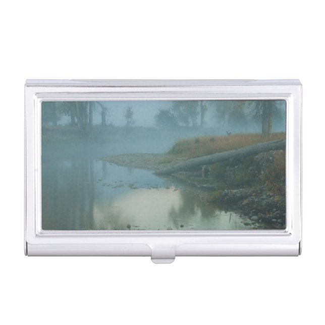 Foggy Bitterroot River Morning Design Case For Business Cards (Front)