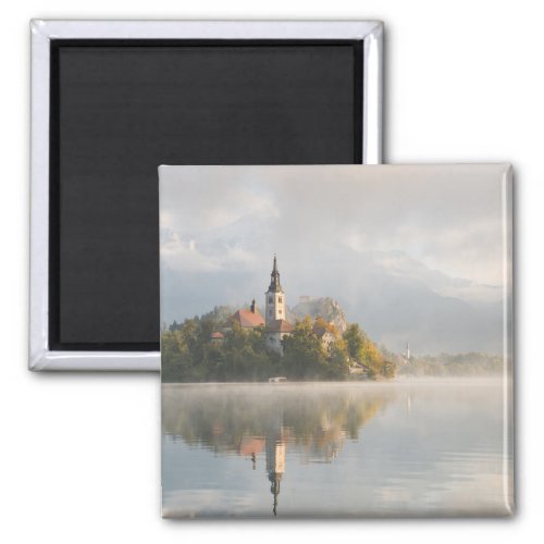 Foggy Bled Lake sunrise magnet